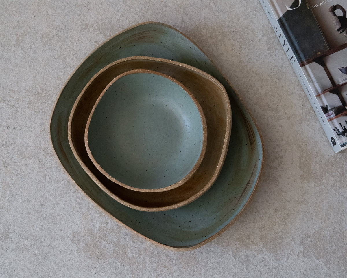 L Platter Pebble Grey - Blue