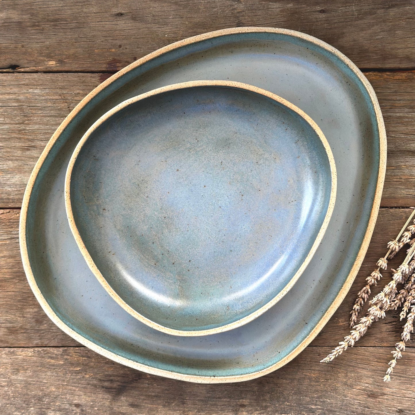 STONE Platter and Bowl Set – Cobalt Blue Stoneware
