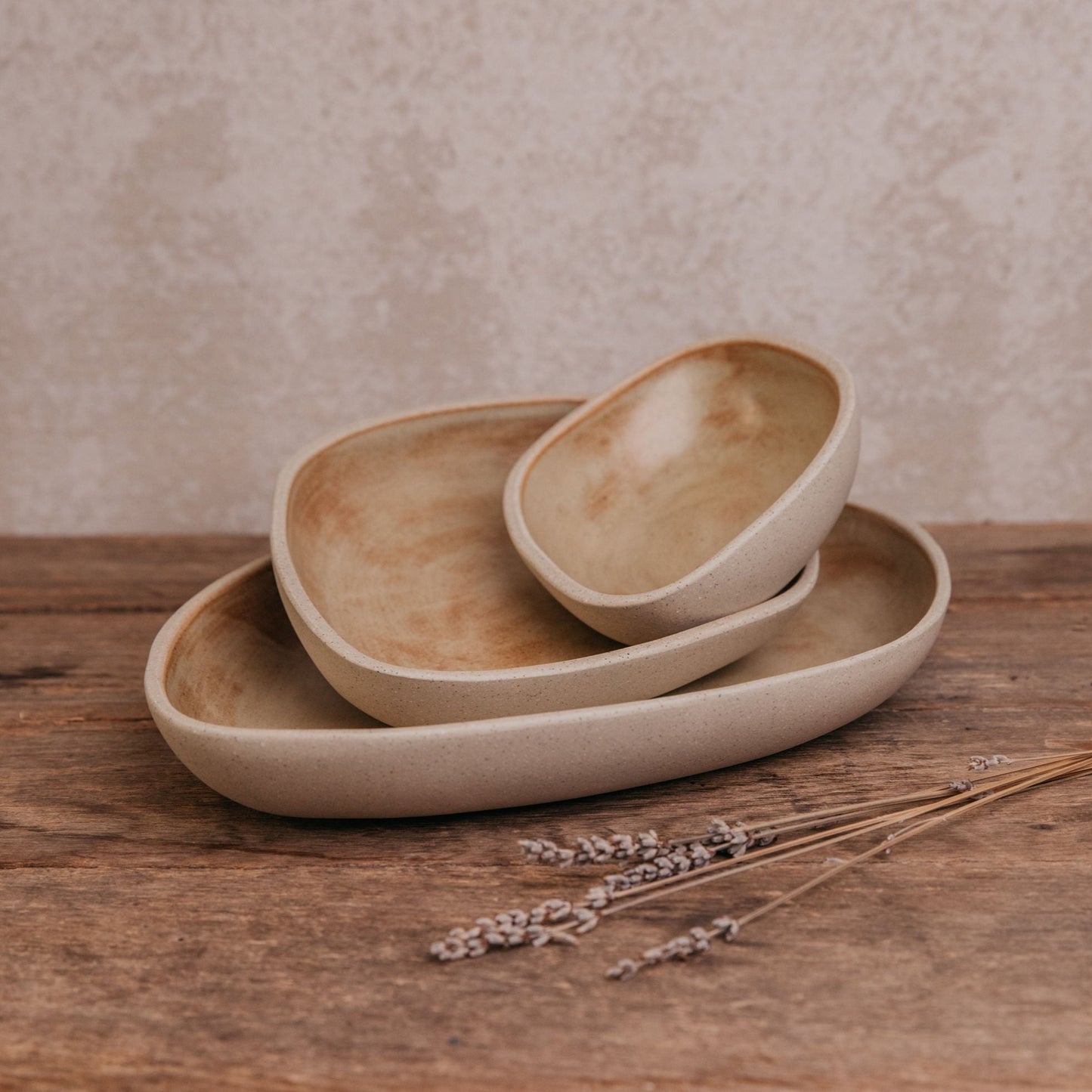 Port Bowls Set – Handcrafted Ceramic Nesting Bowls in Sand
