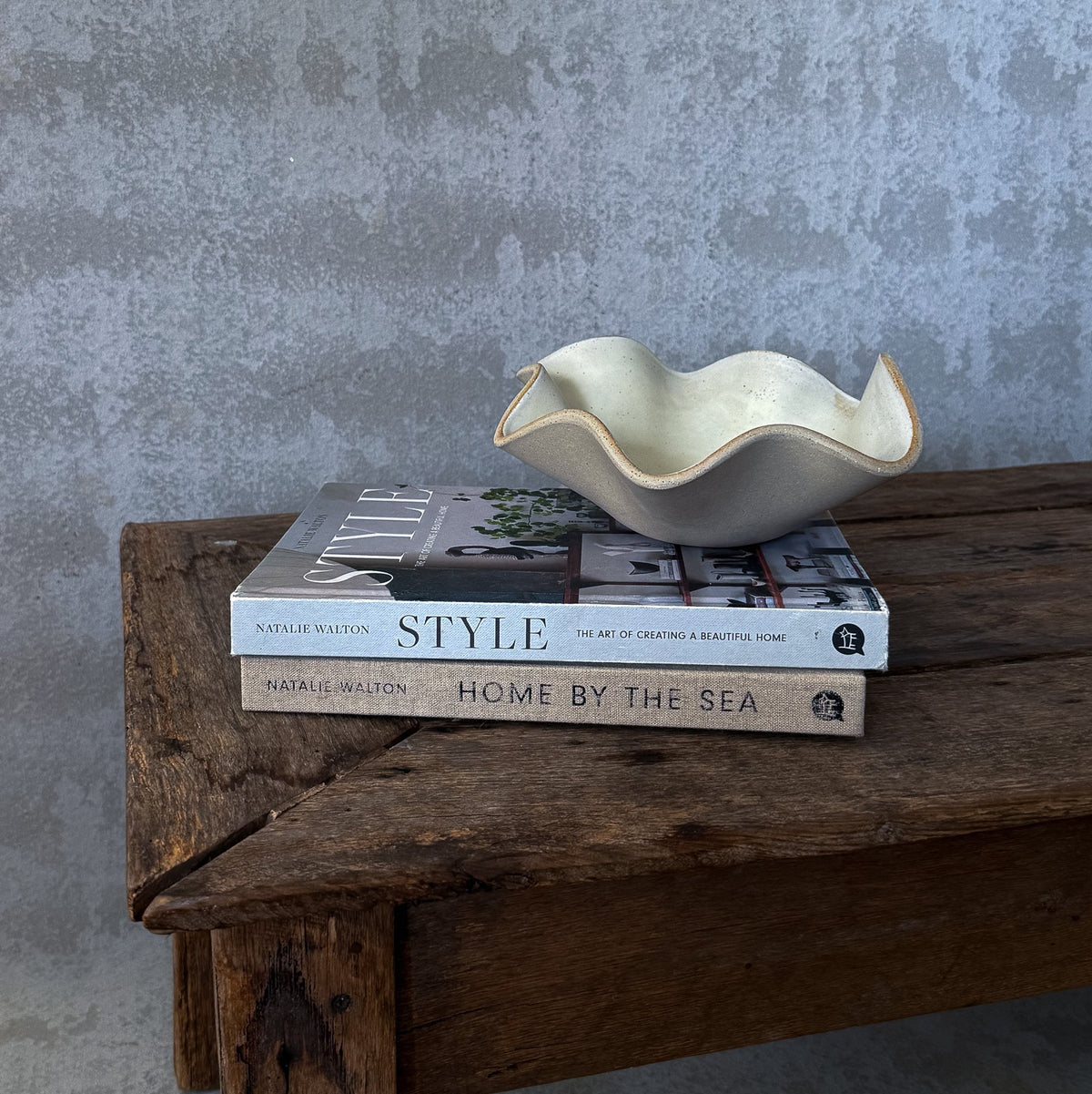 UNFOLD Handmade Ceramic Bowl — White Shell Medium